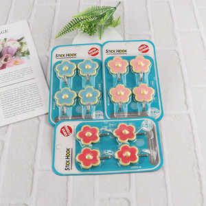 Wholesale 4pcs flower shaped heavy duty sticky hooks for hanging