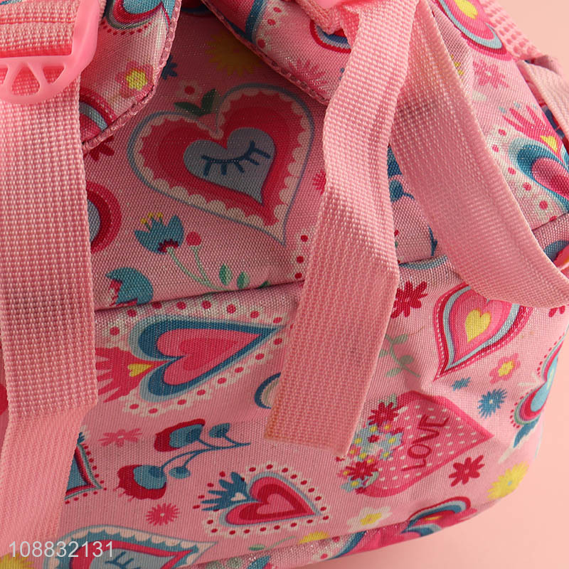 Good selling pink heart pattern school bag school backpack