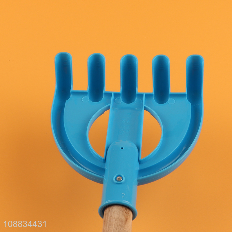 Wholesale wooden handle plastic sand rake outdoor sand toy