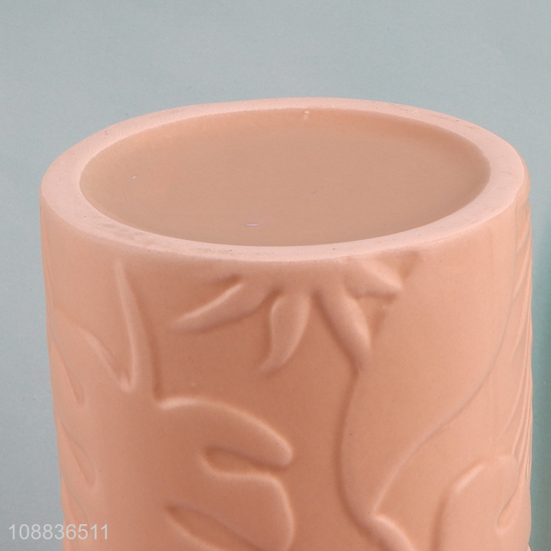 Good quality embossed ceramic mouthwash cup bathroom brushing cup