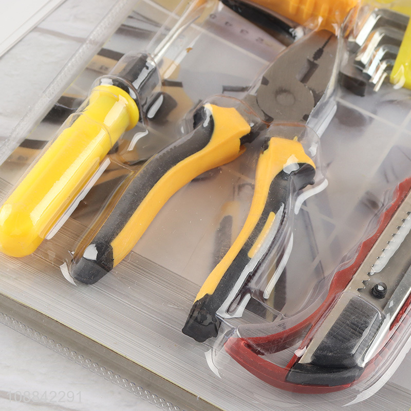 Good quality home tool kit with tape measure, hex key set, screwdriver, plier & utility knife