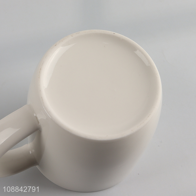 New arrival white ceramic drinking cup water cup with handle