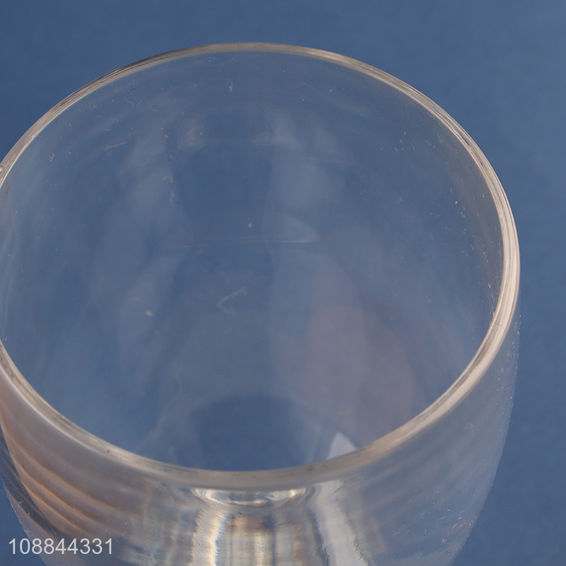 Wholesale Clear Reusable Footed Acrylic Wine Glasses Juice Cup