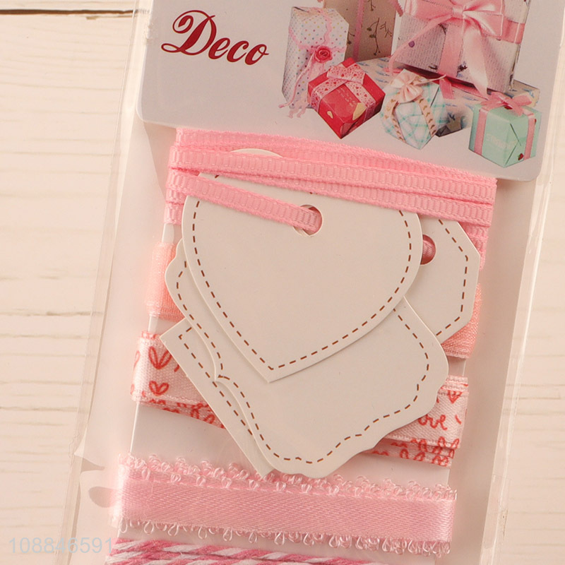 Best sale pink gifts packaging ribbon with greeting card