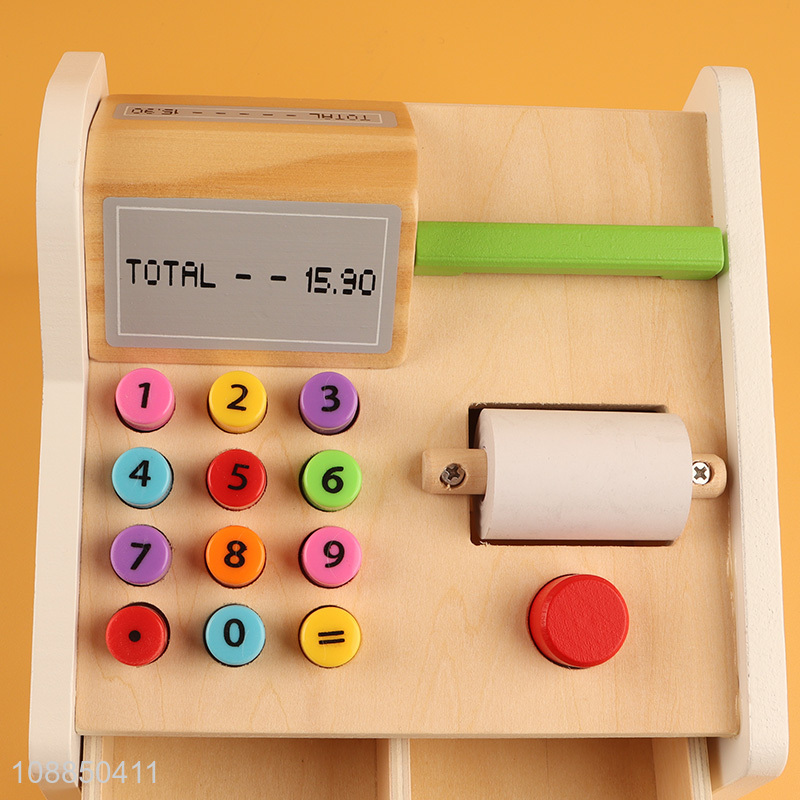 Latest products wooden digital computing cash register machine toys