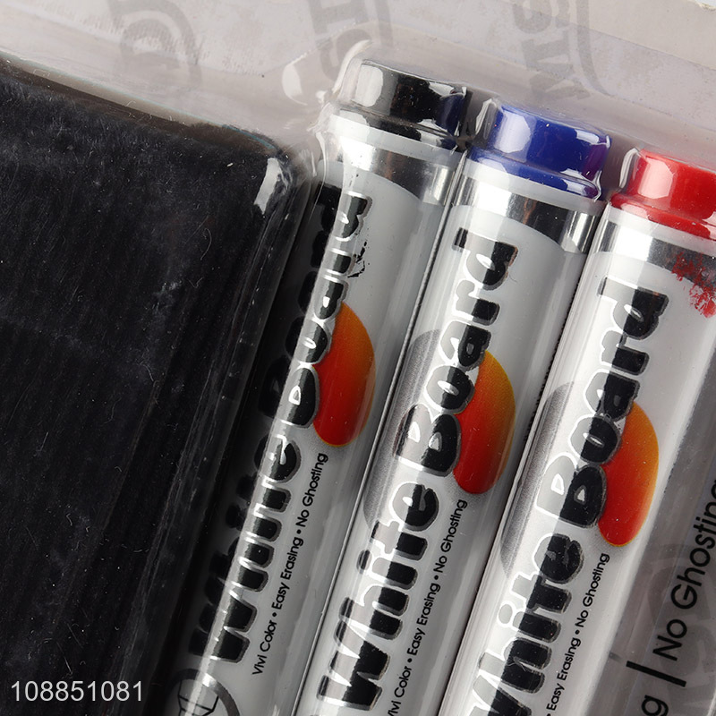 Yiwu market 3pcs dry erase whiteboard markers with eraser