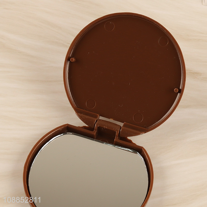 Wholesale chocolate cookie shape makeup mirror folding cosmetic mirror