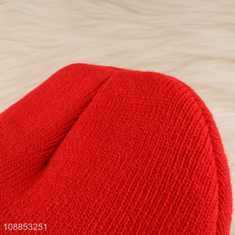 Top selling red fashionable knitted hat beanies hat wholesale