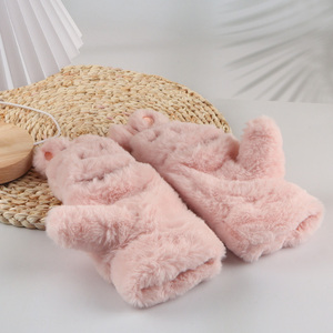 New product pink warm outdoor cute fingerless girls winter gloves