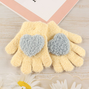 New product kids winter gloves soft comfy fluffy knitted gloves