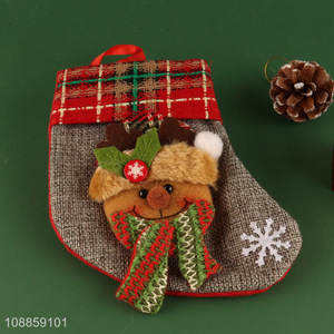 Factory Price Imitated Linen Christmas Stockings Gift Bag Holiday Decor