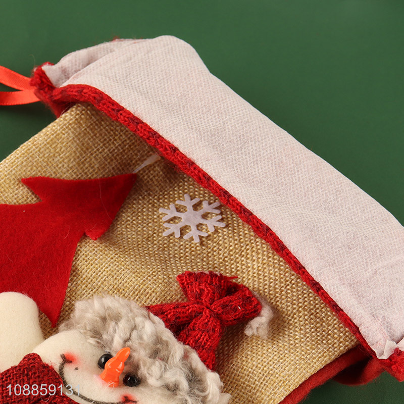New Products Imitated Linen Christmas Stocking Gift Bag for Kids And Family