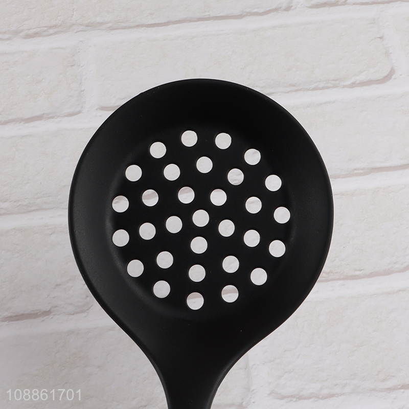 China factory black kitchen utensils slotted ladle for sale