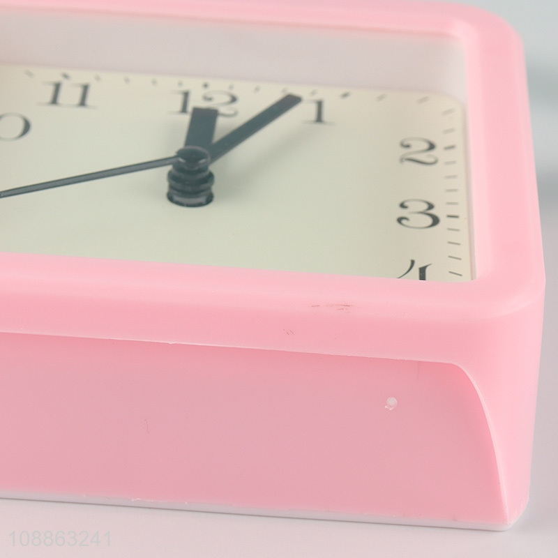 Most popular square pink alarm clock desk clock for students