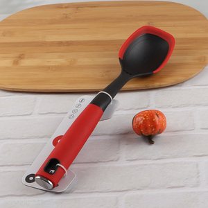 Factory supply kitchen cooking spoon with silicone edge & plastic handle