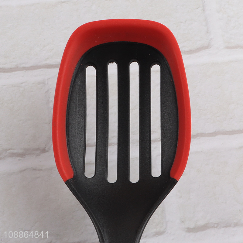 New product kitchen slotted spoon with silicone edge & plastic handle