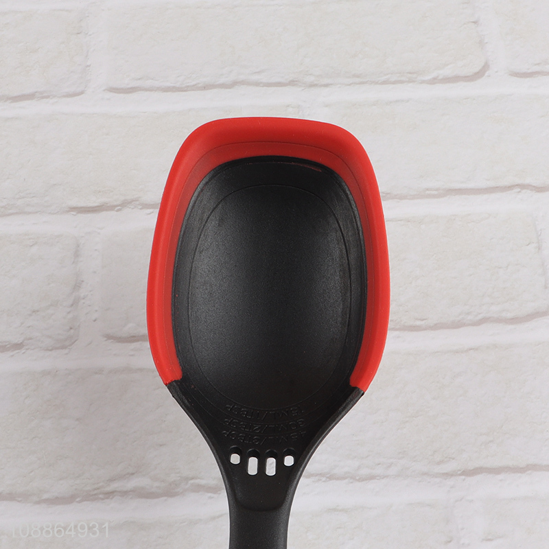 New product kitchen cooking spoon with silicone edge & plastic handle