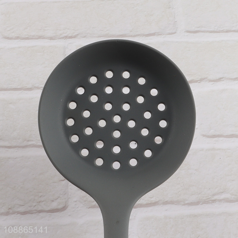 Wholesale durable silicone nylon slotted ladle with stainless steel handle