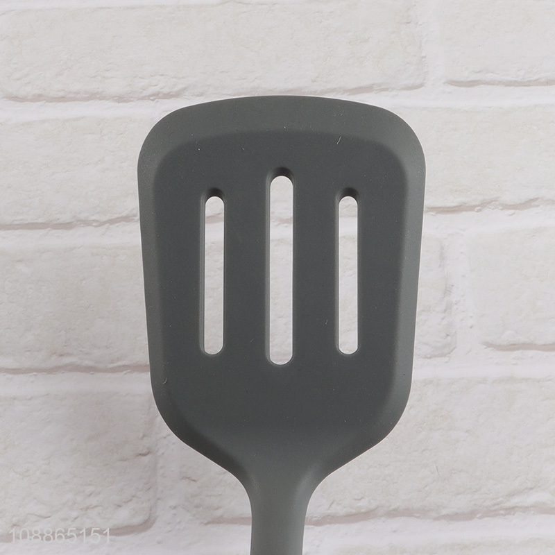 High quality heat resistant silicone slotted spatula with long handle