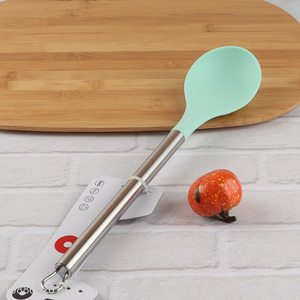 New product nylon silicone cooking spoon with stainless steel handle