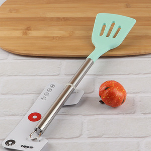 Good price silicone slotted spatula turner with stainless steel handle
