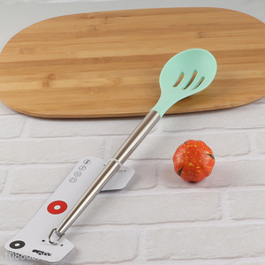 New product slotted silicone cooking spoon with stainless steel handle
