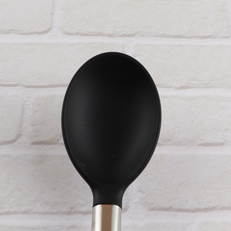 Wholesale nylon silicone cooking spoon with stainless steel handle