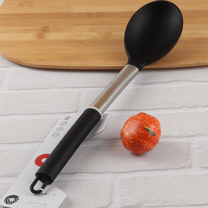 High quality silicone nylon kitchen spoon with stainless steel handle