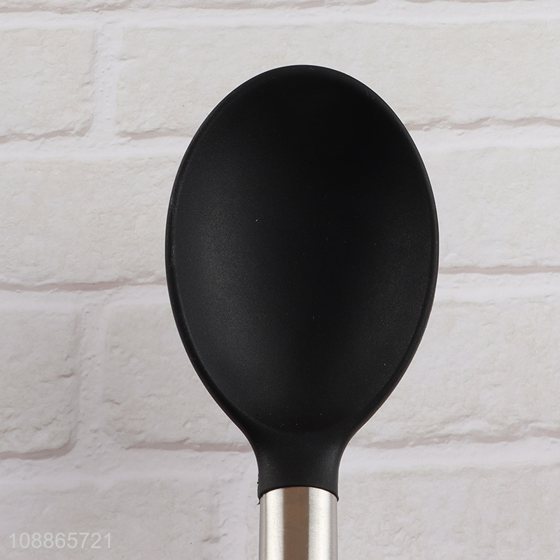 New arrival silicone nylon kitchen spoon with stainless steel handle
