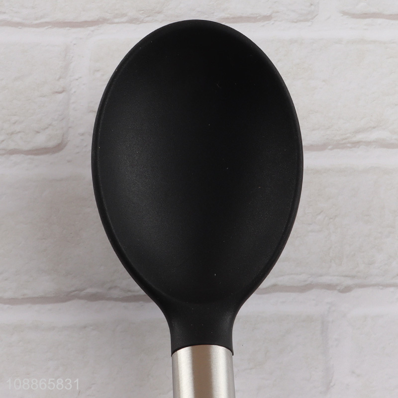 New product silicone nylon cooking spoon with stainless steel handle