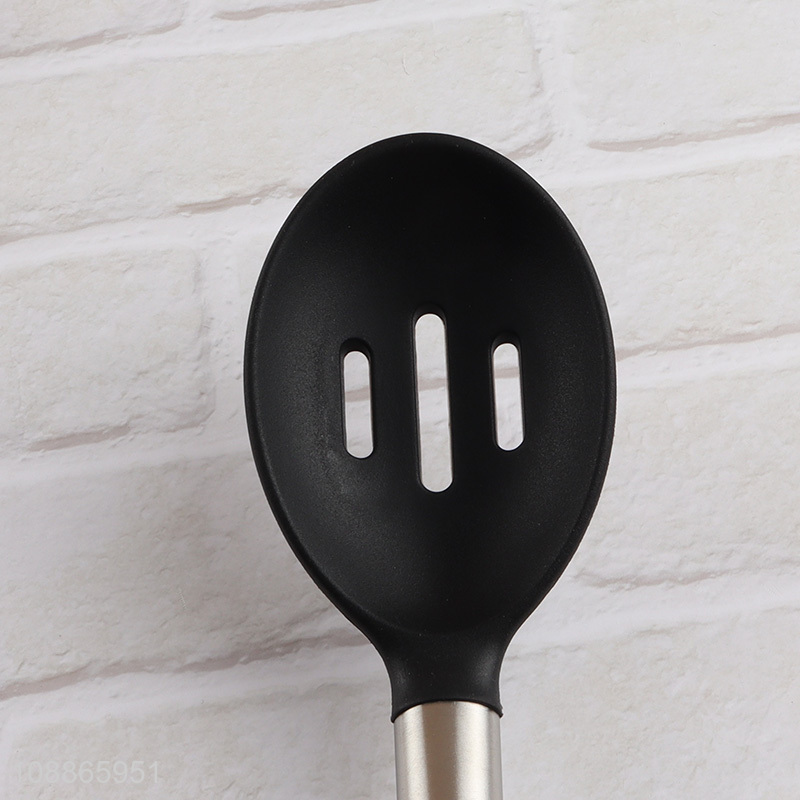 Wholesale silicone nylon slotted spoon serving spoon with plastic handle