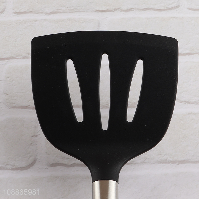 Good quality flexible silicone slotted spatula turner with plastic handle