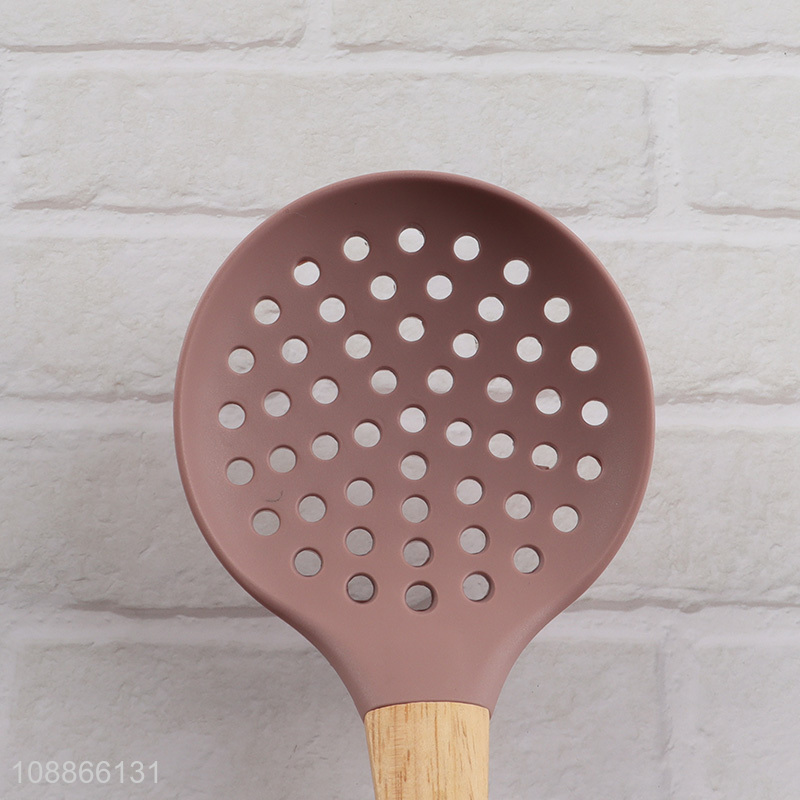 Wholesale heat resistant silicone strainer spoon non-stick cooking skimmer