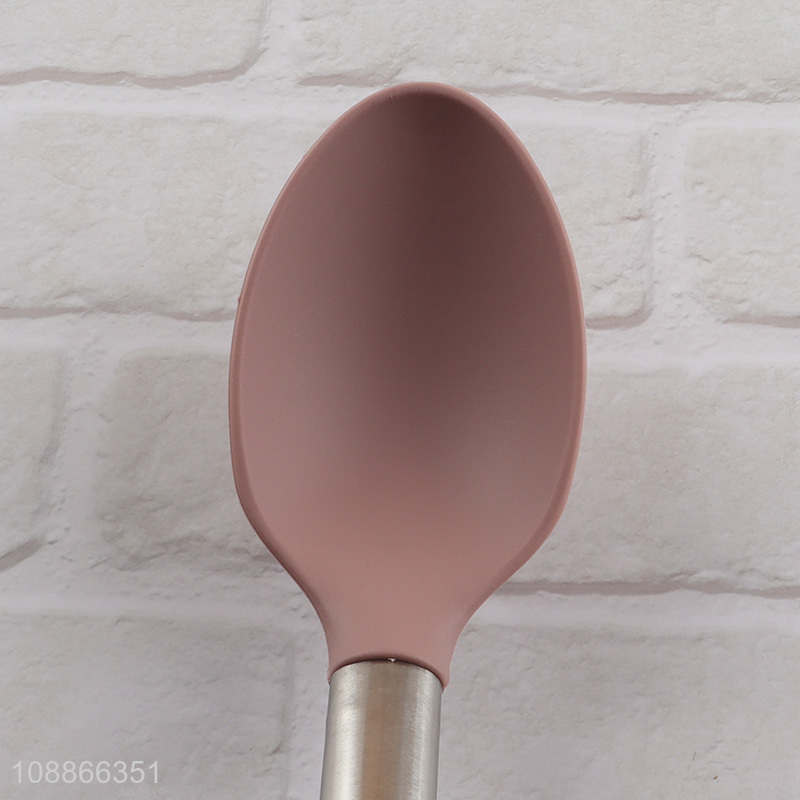 New arrival silicone nylon cooking spoon with stainless steel handle