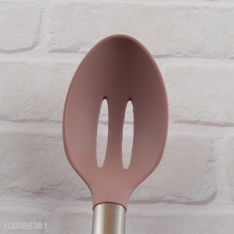 Factory supply kitchen utensils silicone nylon slotted ladle for cooking