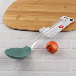 Factory price silicone nylon cooking spoon with clear plastic handle