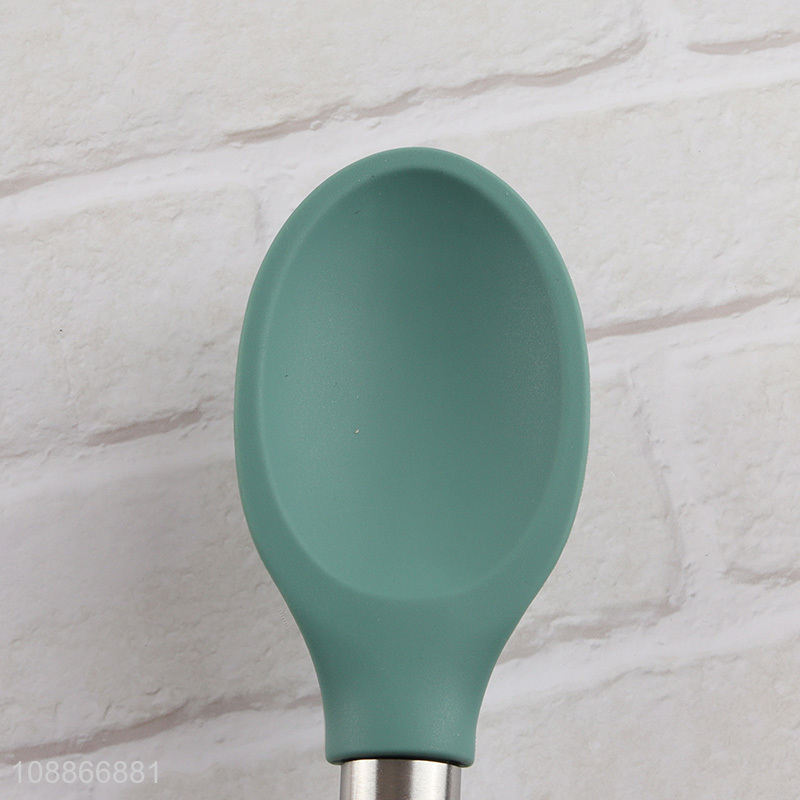 Good quality non-stick silicone cooking spoon with stainless steel handle