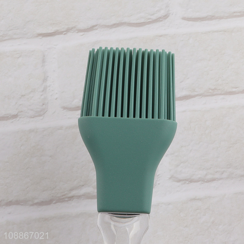 Factory price silicone basting pastry oil brush with clear plastic handle