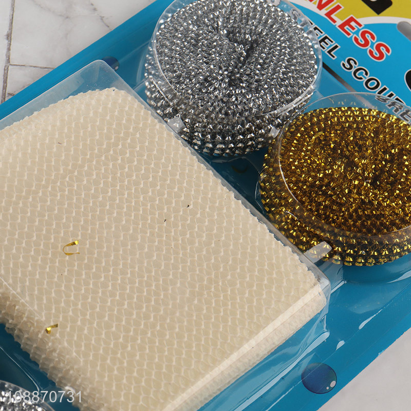 Low price kitchen cleaning ball stainless steel scourer kit