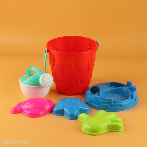 Wholesale kids toddlers beach sand toy set with sand bucket sand molds