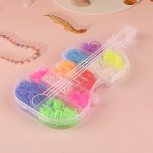 Good quality diy rubber hair ties ponytail holders with guitar shaped box