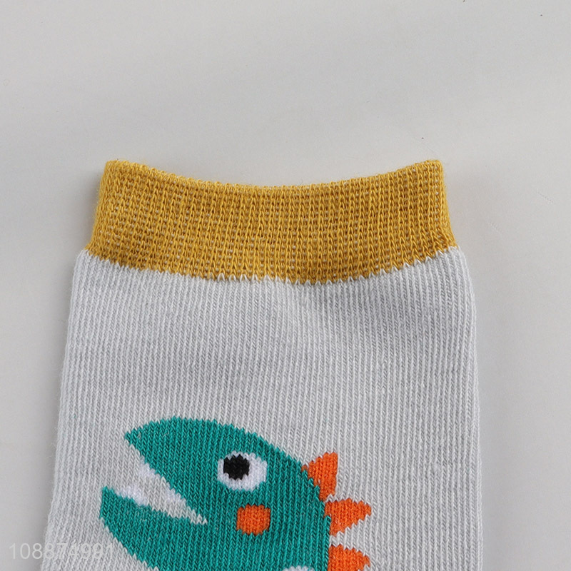 Hot selling cartoon dinosaur tube socks soft cotton socks for kids boys