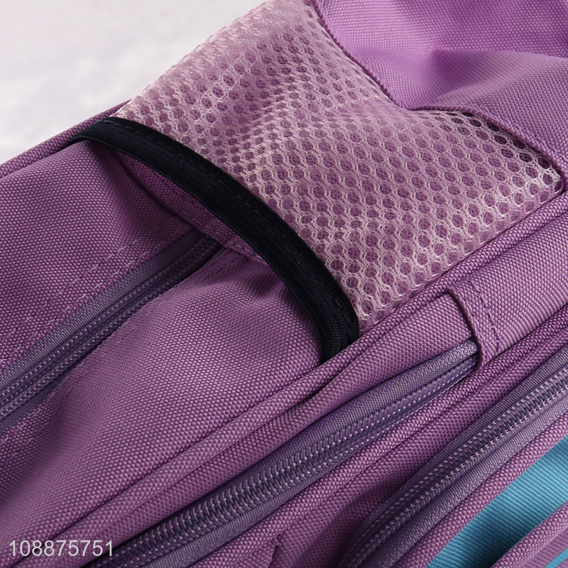 China factory purple polyester waterproof children school bag backpack
