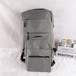 Best quality grey polyester men 3pcs laptop bag set for sale