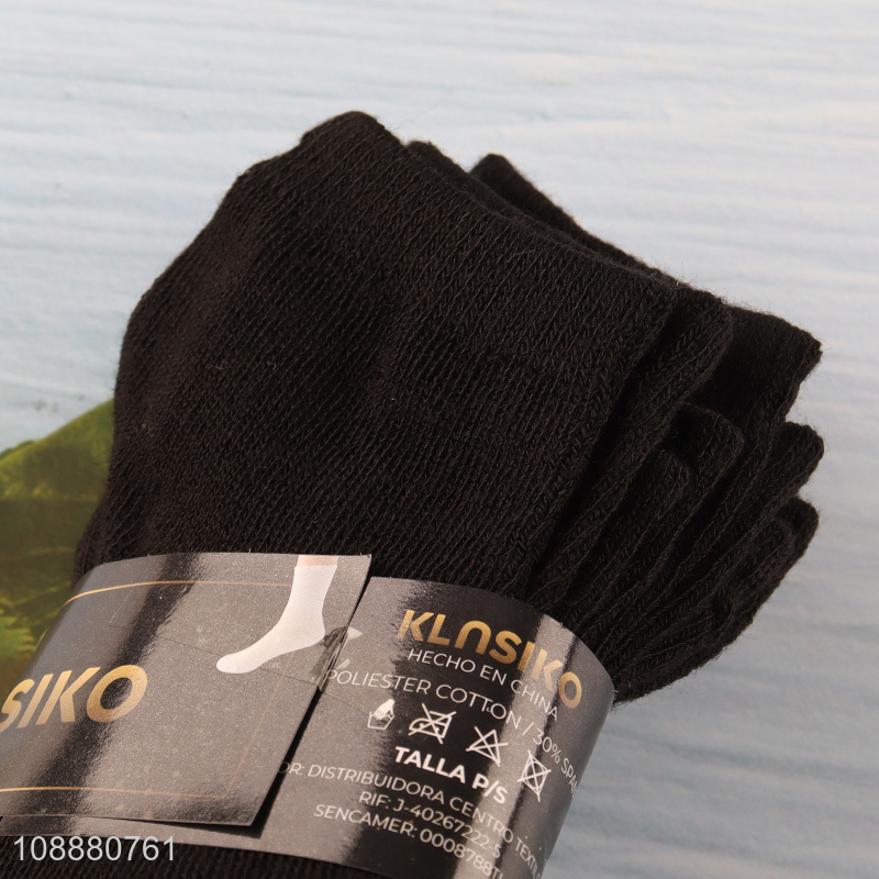 Yiwu market 4pairs black polyester ankle socks sports socks