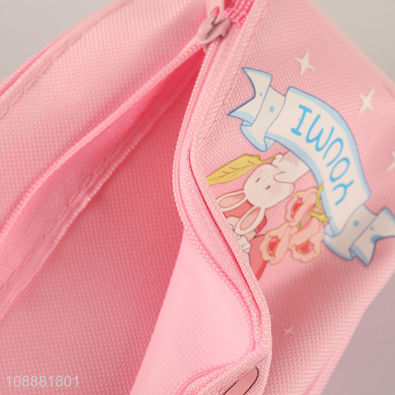 Most popular pink girls stationery pencil bag with zipper
