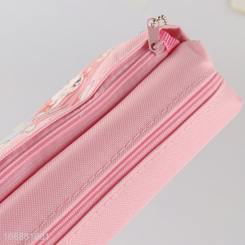Most popular pink girls stationery pencil bag with zipper