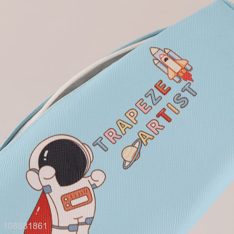 Hot selling astronaut printed blue pencil bag with zipper