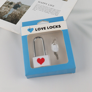 Factory price daily use heart pattern padlock with key