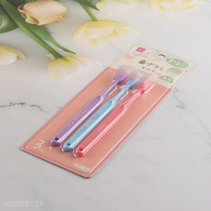 Good quality 3pcs girls toothbrush with soft bristles for home and travel